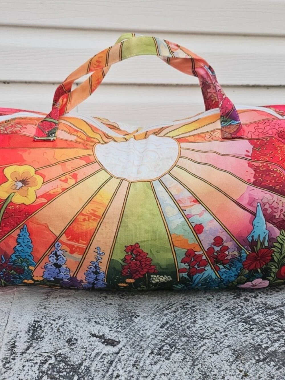 Fashion Duffle Bag Fabric Floral Print Color Ful Sun Flowers Sunny Bag